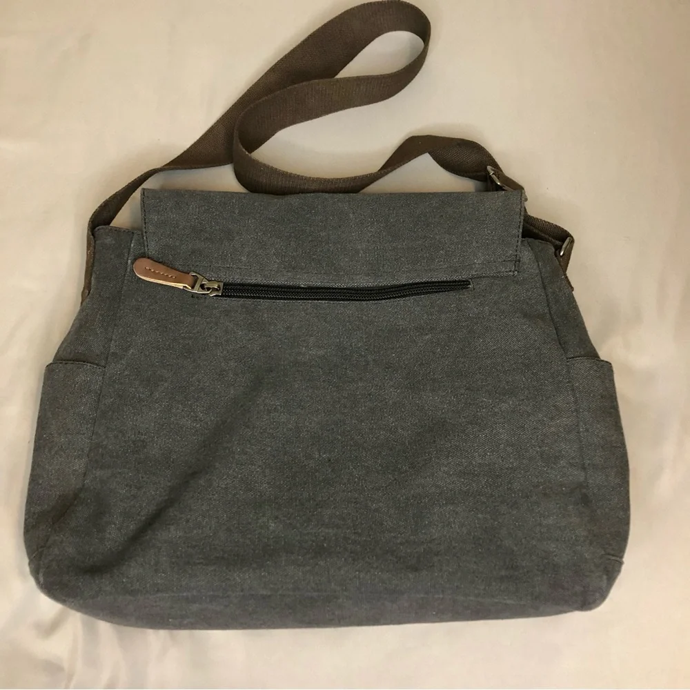 Kenox Vintage Laptop Messenger Canvas Bag Charcoal Gray